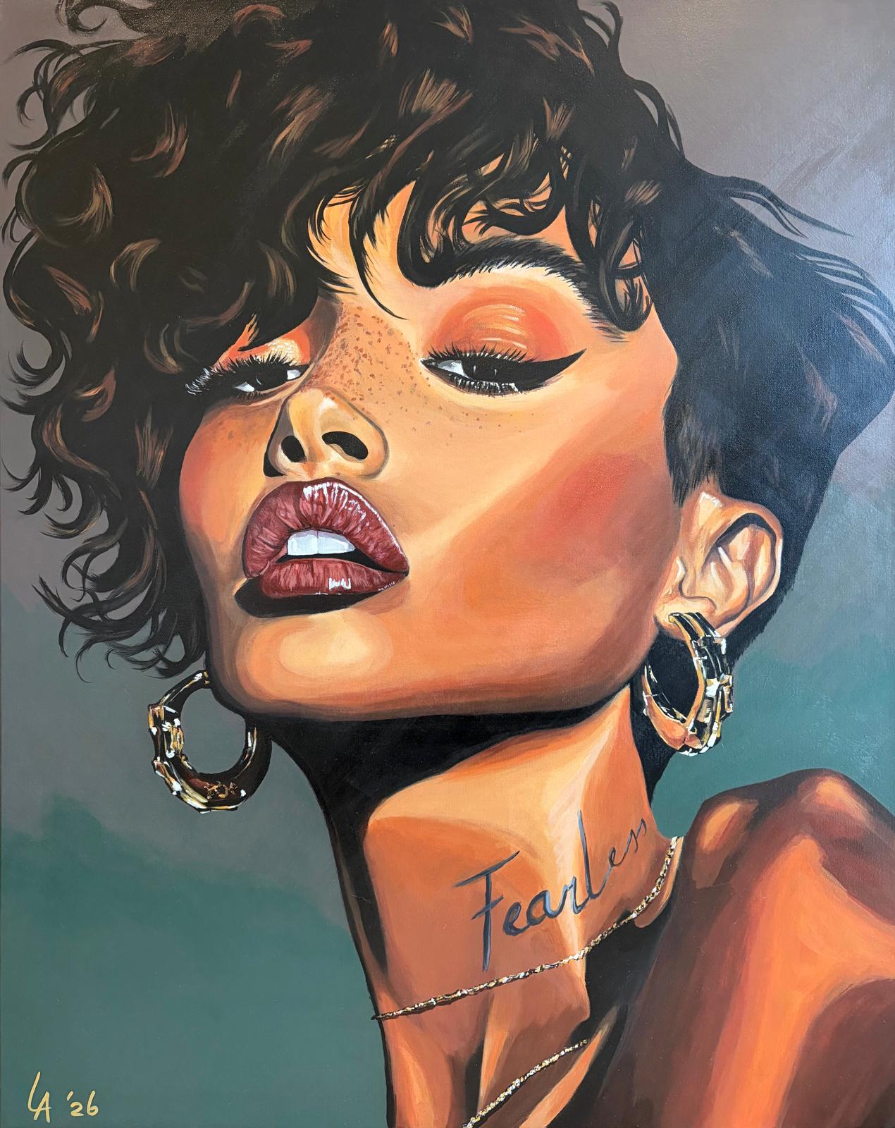 Fearless - Acryl op 3D canvas 80x100cm